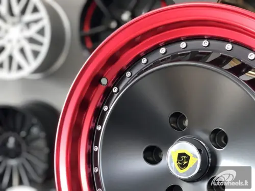 Ratlankis JDM Ronal Turbo style 16X8J 5X114.3 ET25 73.1 Black matt with red lip