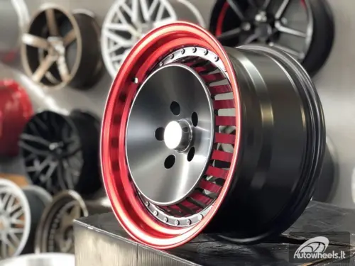 Ratlankis JDM Ronal Turbo style 16X8J 5X114.3 ET25 73.1 Black matt with red lip