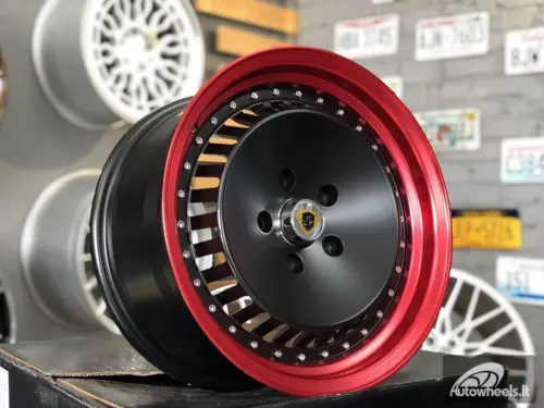 Ratlankis JDM Ronal Turbo style 16X8J 5X114.3 ET25 73.1 Black matt with red lip