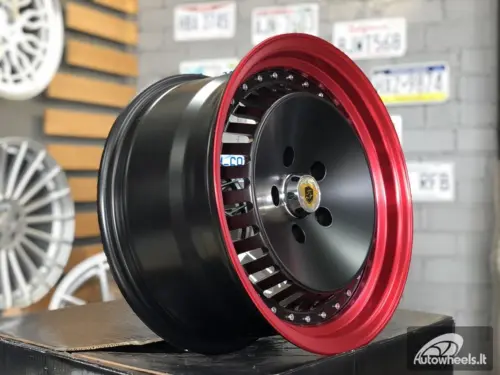 Ratlankis JDM Ronal Turbo style 16X8J 5X114.3 ET25 73.1 Black matt with red lip