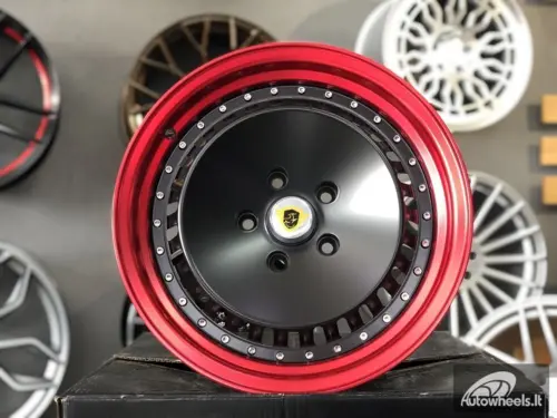 Ratlankis JDM Ronal Turbo style 16X8J 5X114.3 ET25 73.1 Black matt with red lip