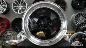 Ratlankis 5-Spoke Star 17X7.5J 5X100/5X114.3 ET30 73.1 Black with machined lip and rivets