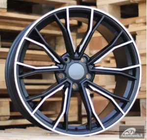 Ratlankis R19x9.5  5X112  ET  38  66.6  A5385  (XFE290)  Black Half Matt (BLHM)  For BMW  (P1)  (Rear+Front (With polished LIP))