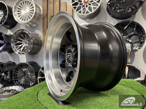 Ratlankis Meller 4x4 Off Road Land Cruiser style R16X10J 6X139.7 ET-48 110.1 Black half matt with polished lip