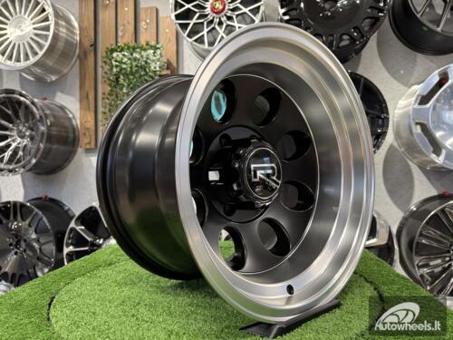 Ratlankis Meller 4x4 Off Road Land Cruiser style R16X10J 6X139.7 ET-48 110.1 Black half matt with polished lip