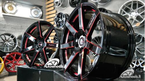 Ratlankis Black Racing Luxury Hanes 20X8.5J 5X114.3 ET38 73.1 Gloss black with red line