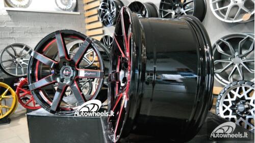 Ratlankis Black Racing Luxury Hanes 20X8.5J 5X114.3 ET38 73.1 Gloss black with red line