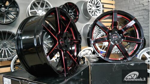 Ratlankis Black Racing Luxury Hanes 20X8.5J 5X114.3 ET38 73.1 Gloss black with red line