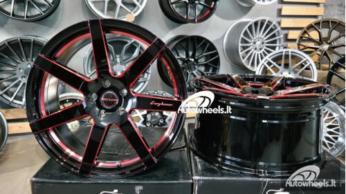 Ratlankis Black Racing Luxury Hanes 20X8.5J 5X114.3 ET38 73.1 Gloss black with red line