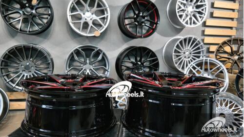 Ratlankis Black Racing Luxury Hanes 20X8.5J 5X114.3 ET38 73.1 Gloss black with red line