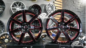 Ratlankis Black Racing Luxury Hanes 20X8.5J 5X114.3 ET38 73.1 Gloss black with red line