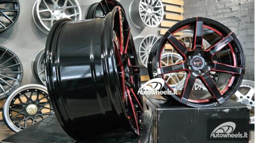 Ratlankis Black Racing Luxury Hanes 20X9.5J 5X114.3 ET43 73.1 Gloss black with red line