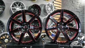 Ratlankis Black Racing Luxury Hanes R20X9.5J 5X114.3 ET43 73.1 Gloss black with red line