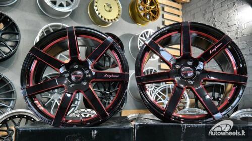 Ratlankis Black Racing Luxury Hanes R20X9.5J 5X114.3 ET43 73.1 Gloss black with red line