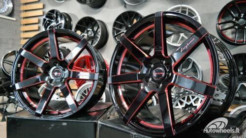 Ratlankis Black Racing Luxury Hanes R20X9.5J 5X114.3 ET43 73.1 Gloss black with red line
