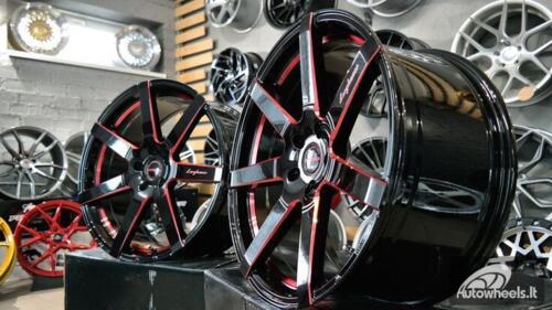 Ratlankis Black Racing Luxury Hanes R20X9.5J 5X114.3 ET43 73.1 Gloss black with red line