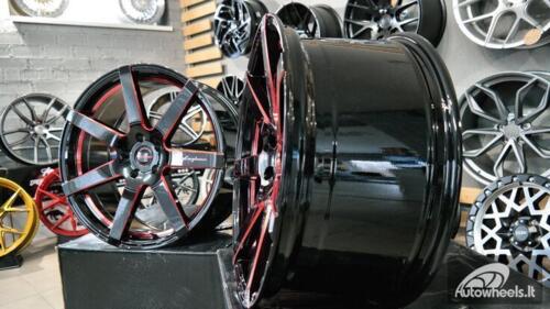 Ratlankis Black Racing Luxury Hanes R20X9.5J 5X114.3 ET43 73.1 Gloss black with red line