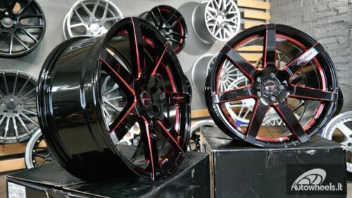 Ratlankis Black Racing Luxury Hanes R20X9.5J 5X114.3 ET43 73.1 Gloss black with red line