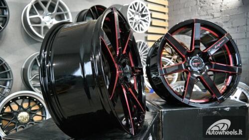 Ratlankis Black Racing Luxury Hanes R20X9.5J 5X114.3 ET43 73.1 Gloss black with red line