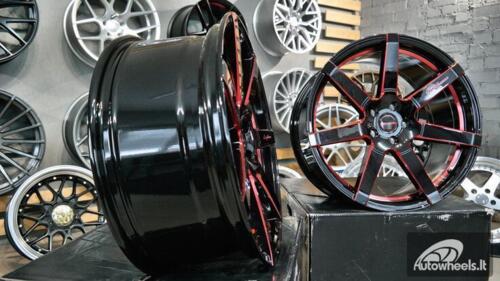 Ratlankis Black Racing Luxury Hanes R20X9.5J 5X114.3 ET43 73.1 Gloss black with red line