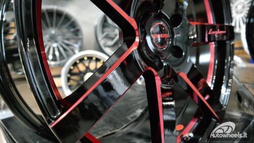Ratlankis Black Racing Luxury Hanes R20X9.5J 5X114.3 ET43 73.1 Gloss black with red line