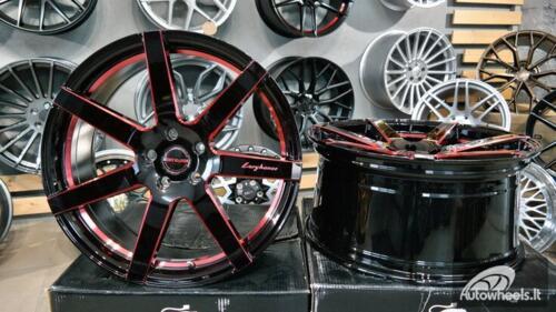 Ratlankis Black Racing Luxury Hanes R20X9.5J 5X114.3 ET43 73.1 Gloss black with red line