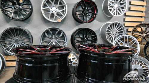Ratlankis Black Racing Luxury Hanes R20X9.5J 5X114.3 ET43 73.1 Gloss black with red line