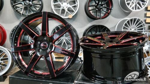 Ratlankis Black Racing Luxury Hanes R20X9.5J 5X114.3 ET43 73.1 Gloss black with red line