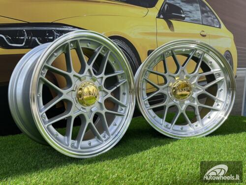Ratlankis Haxer HX025 R18X9J 5X112/120 ET35 72.6 Silver polished with gold rivets