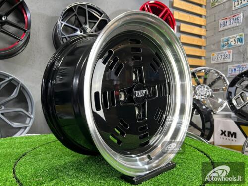 Ratlankis JDM AME A3C Style 15X8J 4X100 ET25 73.1 Black with polished lip