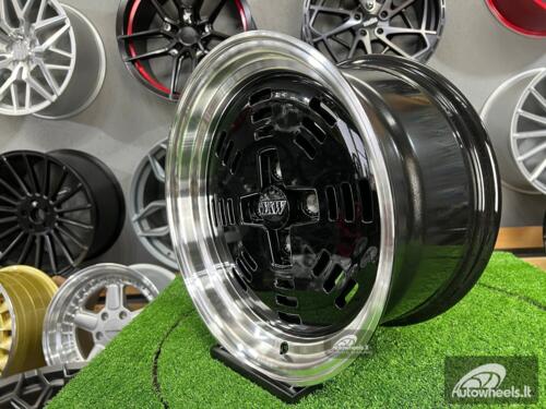 Ratlankis JDM AME A3C Style 15X8J 4X100 ET25 73.1 Black with polished lip