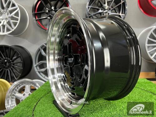 Ratlankis JDM AME A3C Style 15X8J 4X100 ET25 73.1 Black with polished lip