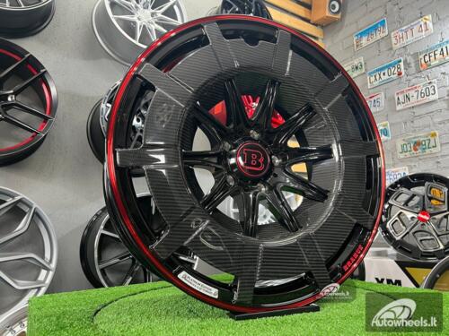Ratlankis Forged Mercedes Brabus G Class style 22X10J 5X130 ET25 84.1 Black and red with real carbon fiber