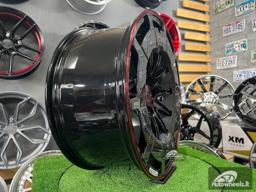 Ratlankis Forged Mercedes Brabus G Class style 22X10J 5X130 ET25 84.1 Black and red with real carbon fiber