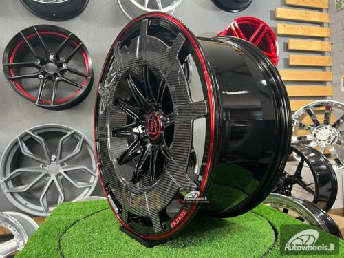 Ratlankis Forged Mercedes Brabus G Class style 22X10J 5X130 ET25 84.1 Black and red with real carbon fiber