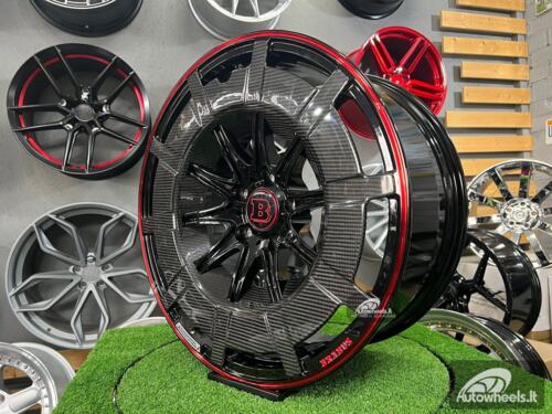 Ratlankis Forged Mercedes Brabus G Class style 22X10J 5X130 ET25 84.1 Black and red with real carbon fiber