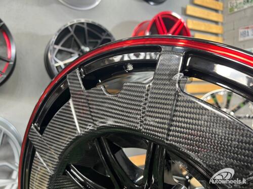 Ratlankis Forged Mercedes Brabus G Class style 22X10J 5X130 ET25 84.1 Black and red with real carbon fiber