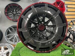 Ratlankis Forged Mercedes Brabus G Class style 22X10J 5X130 ET25 84.1 Black and red with real carbon fiber