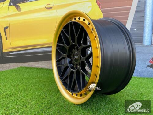 Ratlankis STR Orbit NZD style 18X8.5J 5X112/5X120 ET35 72.6 Satin Black with Gold Diamond Cut Lip