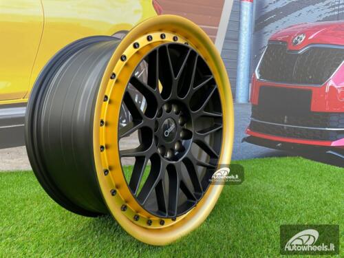 Ratlankis STR Orbit NZD style 18X8.5J 5X112/5X120 ET35 72.6 Satin Black with Gold Diamond Cut Lip