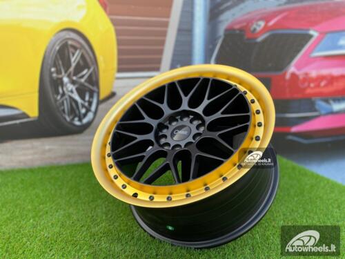 Ratlankis STR Orbit NZD style 18X8.5J 5X112/5X120 ET35 72.6 Satin Black with Gold Diamond Cut Lip