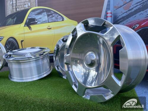Ratlankis Forged E/S Class Maybach monoblock style 21X9J 5X112 ET34 66.6 Silver with Polished Face