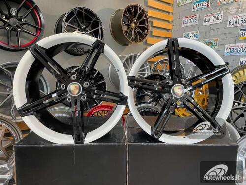 Ratlankis Forged Porsche Taycan style 21X11.5J 5X130 ET66 71.6 Gloss Black with White lip