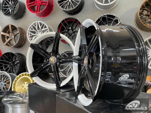 Ratlankis Forged Porsche Taycan style 21X11.5J 5X130 ET66 71.6 Gloss Black with White lip