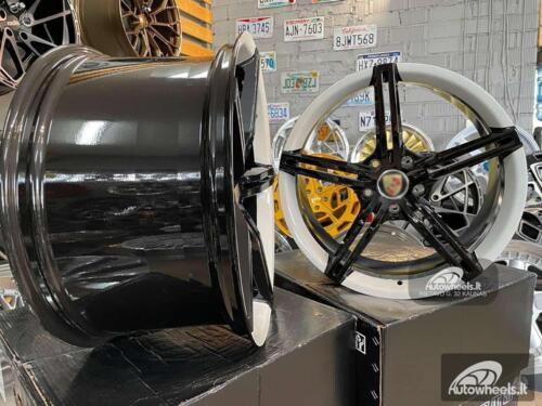 Ratlankis Forged Porsche Taycan style 21X11.5J 5X130 ET66 71.6 Gloss Black with White lip