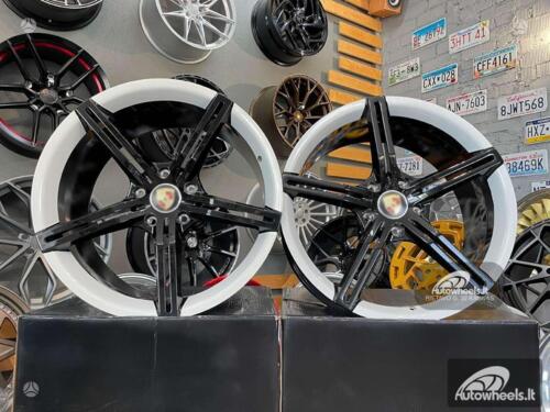 Ratlankis Forged Porsche Taycan style 21X11.5J 5X130 ET66 71.6 Gloss Black with White lip