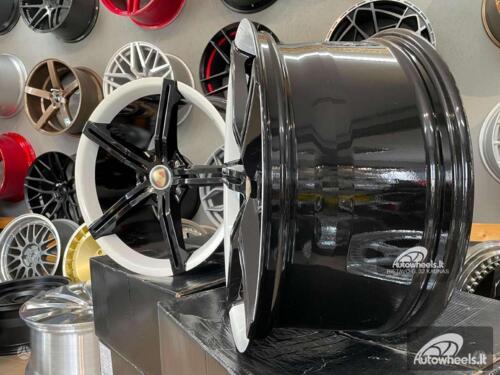 Ratlankis Forged Porsche Taycan style 21X11.5J 5X130 ET66 71.6 Gloss Black with White lip