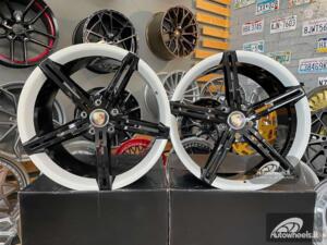 Ratlankis Forged Porsche Taycan style 21X11.5J 5X130 ET66 71.6 Gloss Black with White lip