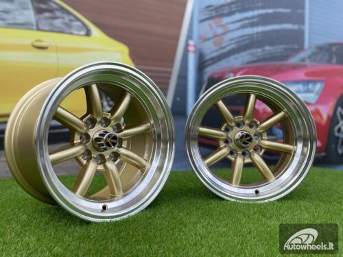 Ratlankis Watanabe Rota RKR style 14X8J 4X100/4x114.3 ET-13 73.1 Gold with machined lip