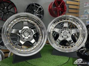 Ratlankis Work Meister S1-3P style | R18X9J 5X114.3 ET25 73.1 Vacuum chrome with golden rivets